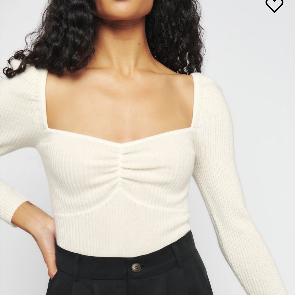 Reformation Katie Novelty Cashmere Sweater, size S, NWT